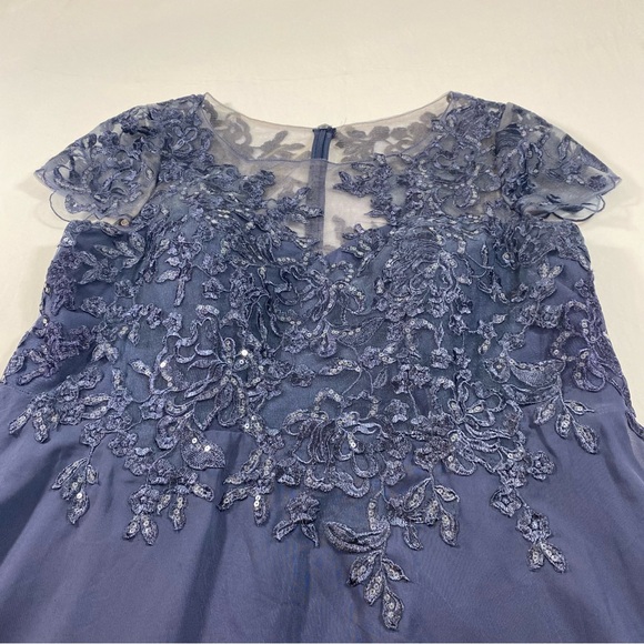 J.J’s House Mother of Bride Dress formal Women 42 bust floral appliqué Sheer Top - Picture 6 of 16